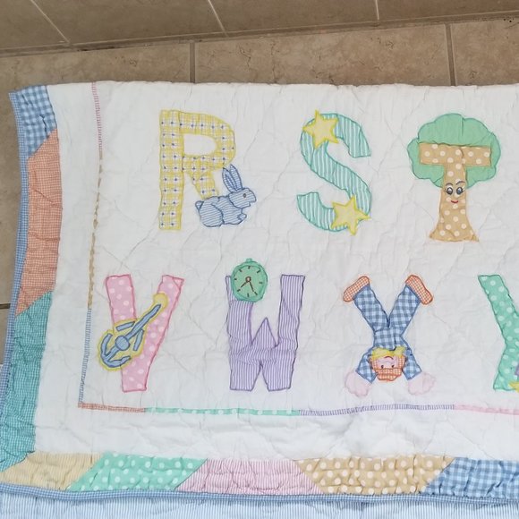 RARE KIDSLINE CLASSIC ALPHABET STRIPE BABY NURSERY CRIB COMFORTER QUILT THROW - Picture 11 of 11
